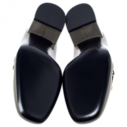 Pre Owned Burberry Taupe Patent Leather Chillcot Loafer Pumps Size 39.5