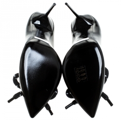 Pre Owned Burberry Black Patent Leather Finsbury Bow Pointed Toe Pumps Size 38.5