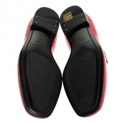 Pre Owned Burberry Red Patent Leather Chillcot Loafers Size 38
