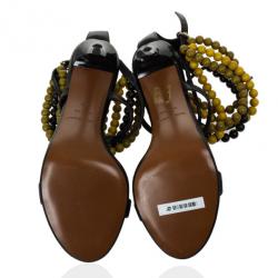 مملوكة مسبقًا Burberry Prorsum Black T Strap Beaded Sandals Size 39