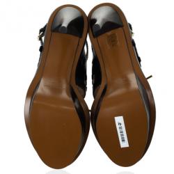 مملوكة مسبقًا Burberry Prorsum Black Leather Fringe Platform Sandals Size 37