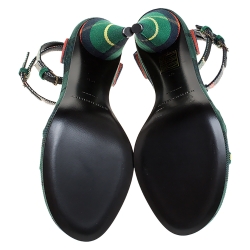 Burberry Green Novacheck Fabric Runway Hans T Strap Sandals Size 37.5