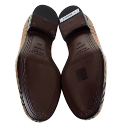 Pre Owned Burberry Beige/White Nova Check Canvas and Leather Moorley Chain Loafers Size 36.5