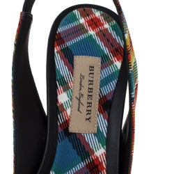 Burberry Multicolor Canvas Annice Tartan Slingback Sandals Size 38.5