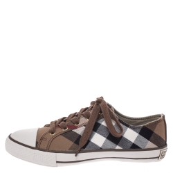 Pre Owned Burberry Multicolor Check Canvas And Rubber Cap Toe Sneakers Size 39