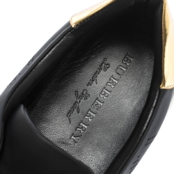 Pre Owned Burberry Black Perforated Check Leather Westford Low Top Sneakers Size 42