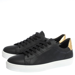 Pre Owned Burberry Black Perforated Check Leather Westford Low Top Sneakers Size 42