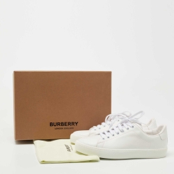 مملوكة مسبقًا Burberry White Leather Lace Up Sneakers Size 39