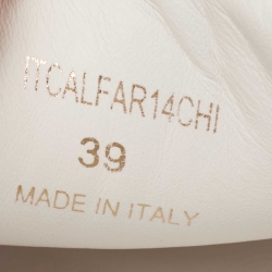 مملوكة مسبقًا Burberry White Leather Lace Up Sneakers Size 39