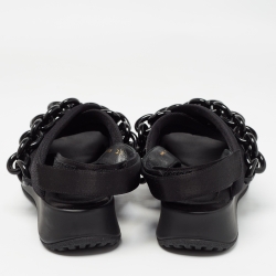 Pre Owned Burberry Black Fabric Chain Detail Flat Sandals Size 37