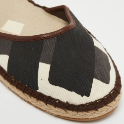Burberry Tricolor Printed Canvas and Leather Ankle Strap Espadrille Flats Size 40