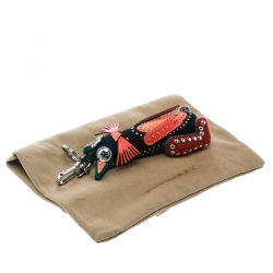 Pre Owned دلاية حقيبة / ميدالية مفاتيح بربري روفوس قطة جلد وخشب متعددة الألوان