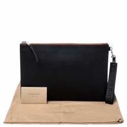 Pre Owned حافظة مستندات بربري جلد سوداء