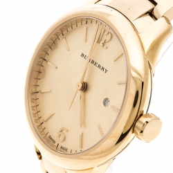 Pre Owned Burberry Gold Plated Stainless Steel Classic BU10109 Women's Wristwatch 32 mm