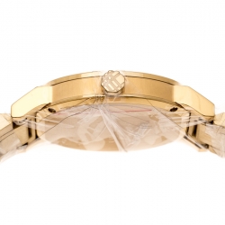 Pre Owned Burberry Gold Check Stamped Gold Plated Stainless Steel The City BU9038 Unisex Wristwatch 38 mm