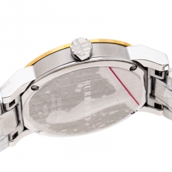 Pre Owned Burberry Silver Gold Plated Stainless Steel BU9115 Women's Wristwatch 34MM
