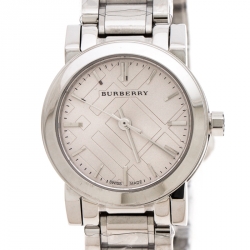Pre Owned Burberry Silver Stainless Steel BU9229 Women's Wristwatch 26MM