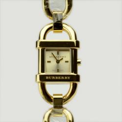 Pre Owned Burberry Gold Plated Stainless Steel Womens Wristwatch 17 MM
