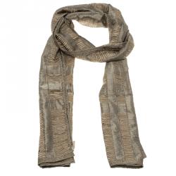 Pre Owned Burberry Beige Patterned Woven Scarf