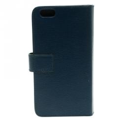 Pre Owned Burberry Teal Blue Leather Iphobe 7 Flip Case