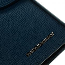 Pre Owned Burberry Teal Blue Leather Iphobe 7 Flip Case
