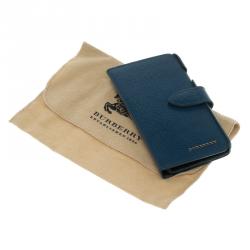 Pre Owned Burberry Teal Blue Leather Iphobe 7 Flip Case