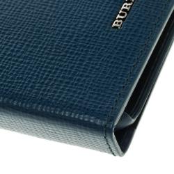 Pre Owned Burberry Teal Blue Leather Iphobe 7 Flip Case