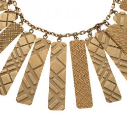 Burberry Check Pattern Engraved & Embossed Multi Tag Necklace