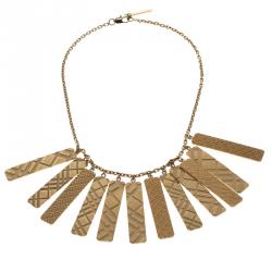 Burberry Check Pattern Engraved & Embossed Multi Tag Necklace