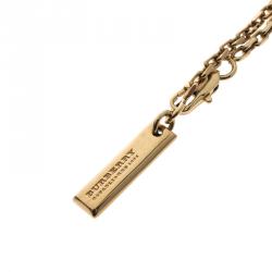 Burberry Check Pattern Engraved & Embossed Multi Tag Necklace