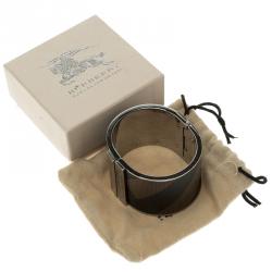 Pre Owned Burberry Coated Canvas Check Wide Cuff Bracelet 17cm