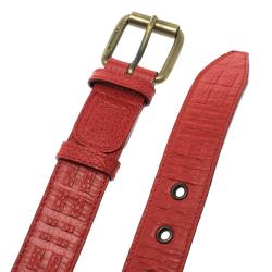 مملوكة مسبقًا Burberry Red Embossed Leather Belt 80cm