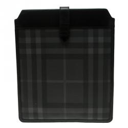 Pre Owned Burberry Black Beat Check Vinyl and Leather Ipad Pouch