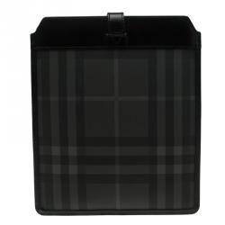 Pre Owned Burberry Black Beat Check Vinyl and Leather Ipad Pouch