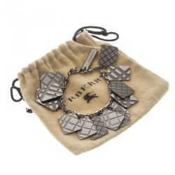 مملوكة مسبقًا قلادة بربري لوحات متعددة منقوشة & محفورة معدن رصاصي اللون