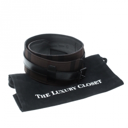 Pre Owned حزام بربري عريض قماش كاروهات بني داكن/ أسود 85 سم