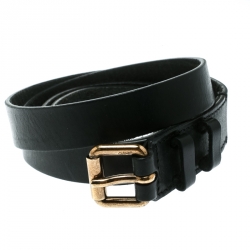 Pre Owned Burberry Black Leather Belt Size 100 CM