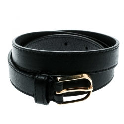 Pre Owned  Burberry Black Leather Belt Size 85 CM