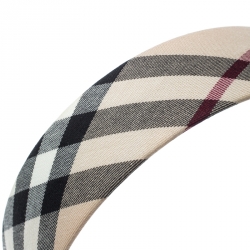 Pre Owned Burberry Beige Novacheck Fabric Headband