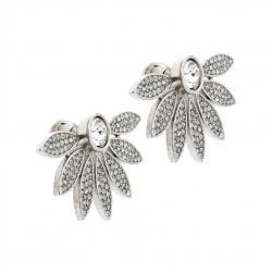 Pre Owned أقراط بربري ديزي مرصعة كريستال فضية اللون