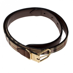 Pre Owned حزام بربري كانفاس هاوس تشيك بيج/بني 80سمم