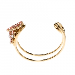 مملوكة مسبقًا Burberry Daisy Crystal Gold Tone Open Cuff Bracelet