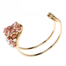 مملوكة مسبقًا Burberry Daisy Crystal Gold Tone Open Cuff Bracelet