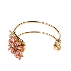 مملوكة مسبقًا Burberry Daisy Crystal Gold Tone Open Cuff Bracelet