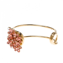 مملوكة مسبقًا Burberry Daisy Crystal Gold Tone Open Cuff Bracelet