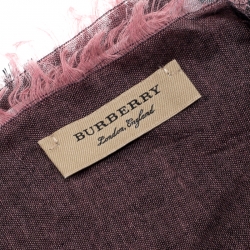 Burberry Black and Pink Nova Check Gauze Fringed Edge Scarf