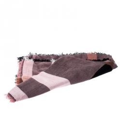 Burberry Black and Pink Nova Check Gauze Fringed Edge Scarf