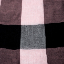Burberry Black and Pink Nova Check Gauze Fringed Edge Scarf
