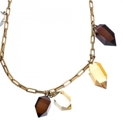Pre Owned Burberry Prorsum Multicolor Geometic Resin Crystal Gold Tone Chain Necklace