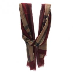 مملوكة مسبقًا Burberry Novacheck Modal and Cashmere Red Stole